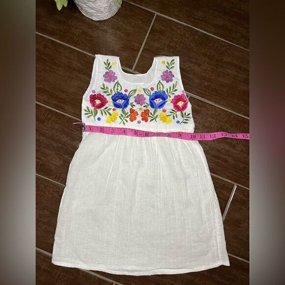 Mexican floral embroidery sleeveless dress sz 1 - Picture 5 of 5